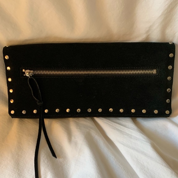 Banana Republic Handbags - Banana Republic black suede leather studded clutch/bag